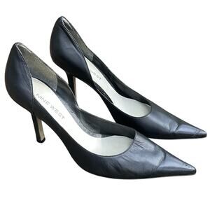 Nine West vintage black leather pointy toe heels size 6